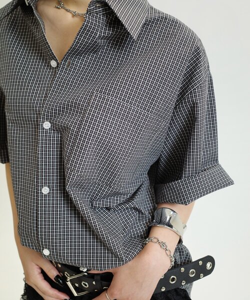 WHO'S WHO gallery（フーズフーギャラリー）の「【KOOKY'N/クーキー】チェック半袖シャツ（シャツ/ブラウス・レディース・ブラック/グリーン・FREE）」の4枚目の写真