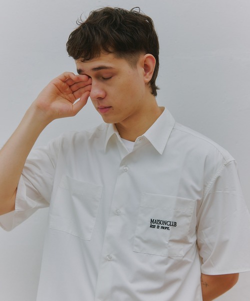 セール】【MAISON CLUB】Regular Collar Embroidery Half Sleeve