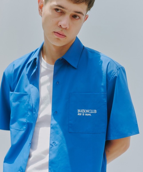SETUP7(セットアップセブン)の「【SETUP7】Regular Collar Embroidery Half Sleeve Shirt KKP/ レギュラーカラー刺繍シャツ(シャツ/ブラウス・メンズ・ブルー/ブラック/ホワイト・M/L)」の1枚目の写真