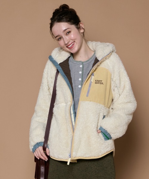 ぷゆ 軽い・暖かい】シャギーボアフードジャケット（その他アウター