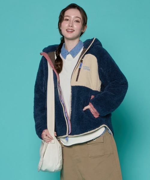 KRIFF MAYER Lady's Collection（クリフメイヤーレディースコレクション）の「【軽い･暖かい】シャギーボアフードジャケット（その他アウター・レディース・カラフル/ネイビー/ブラウン/ブラック/グレー/グリーン/ナチュラル・MEDIUM/LARGE）」の6枚目の写真