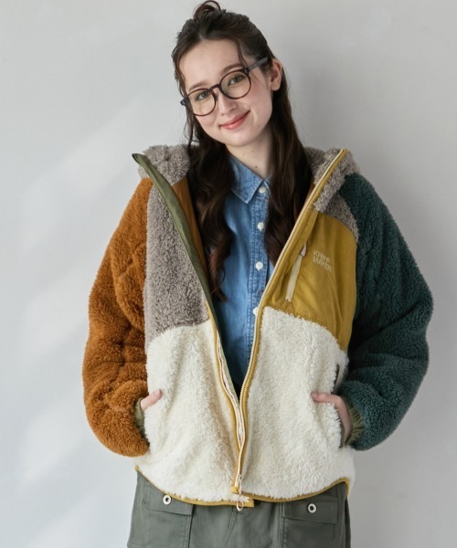 KRIFF MAYER Lady's Collection（クリフメイヤーレディースコレクション）の「【軽い･暖かい】シャギーボアフードジャケット（その他アウター・レディース・カラフル/ネイビー/ブラウン/ブラック/グレー/グリーン/ナチュラル・MEDIUM/LARGE）」の7枚目の写真