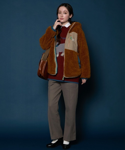 KRIFF MAYER Lady's Collection（クリフメイヤーレディースコレクション）の「【軽い･暖かい】シャギーボアフードジャケット（その他アウター・レディース・カラフル/ネイビー/ブラウン/ブラック/グレー/グリーン/ナチュラル・MEDIUM/LARGE）」の16枚目の写真