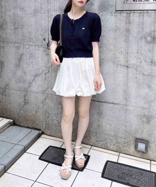 INGNI(イング)の「プレート付パターンメッシュ半袖ニットカーディガン(カーディガン/ボレロ・レディース・ピンク/レッド/ネイビー/オフホワイト・M)」の17枚目の写真