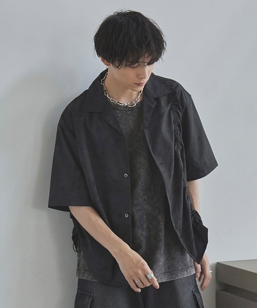 Spielio】Fade patterned shirred design shirt/ フェード柄