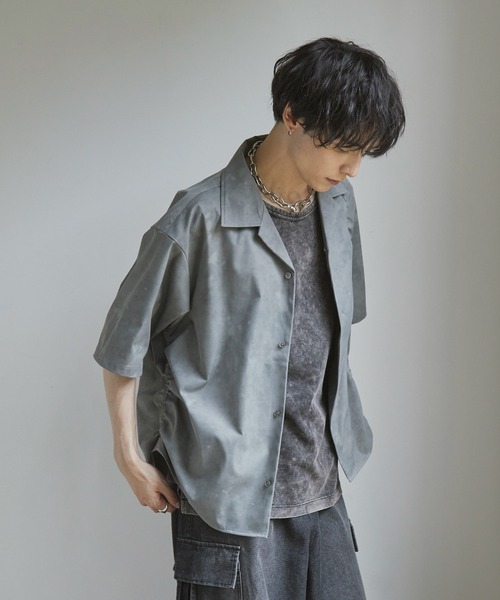 Spielio】Fade patterned shirred design shirt/ フェード柄