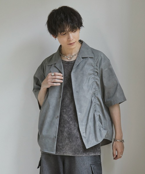 Spielio】Fade patterned shirred design shirt/ フェード柄