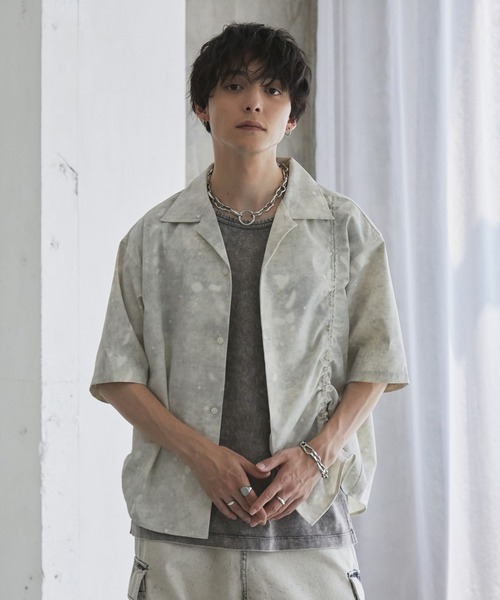 Spielio（シュピーリオ）の「【Spielio】Fade patterned shirred design shirt/ フェード柄シャーリングデザインシャツ（シャツ/ブラウス・メンズ・グレー/ブラック/ホワイト・L/M/S）」の5枚目の写真