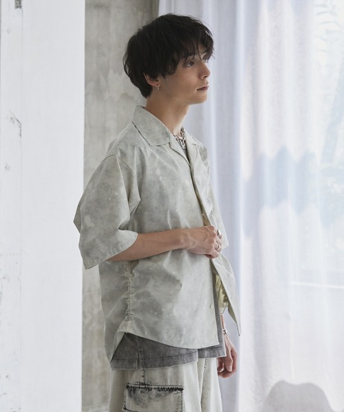 Spielio（シュピーリオ）の「【Spielio】Fade patterned shirred design shirt/ フェード柄シャーリングデザインシャツ（シャツ/ブラウス・メンズ・グレー/ブラック/ホワイト・L/M/S）」の6枚目の写真