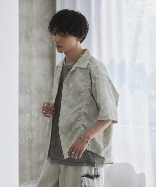 Spielio（シュピーリオ）の「【Spielio】Fade patterned shirred design shirt/ フェード柄シャーリングデザインシャツ（シャツ/ブラウス・メンズ・グレー/ブラック/ホワイト・L/M/S）」の8枚目の写真