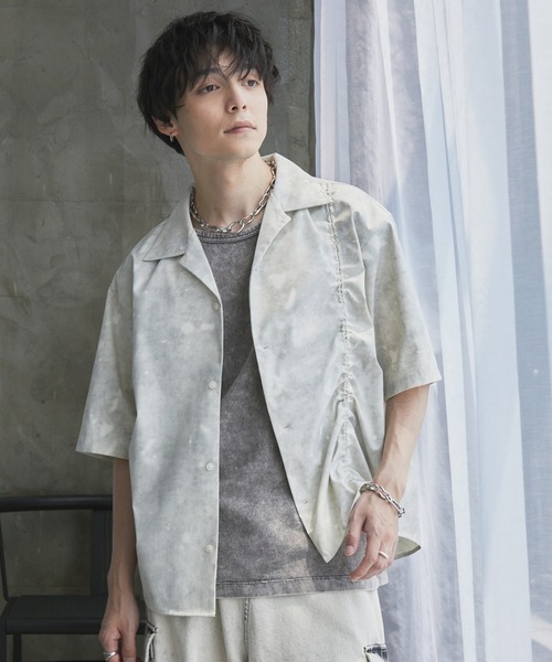 Spielio（シュピーリオ）の「【Spielio】Fade patterned shirred design shirt/ フェード柄シャーリングデザインシャツ（シャツ/ブラウス・メンズ・グレー/ブラック/ホワイト・L/M/S）」の9枚目の写真
