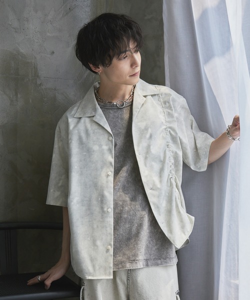 Spielio（シュピーリオ）の「【Spielio】Fade patterned shirred design shirt/ フェード柄シャーリングデザインシャツ（シャツ/ブラウス・メンズ・グレー/ブラック/ホワイト・L/M/S）」の10枚目の写真