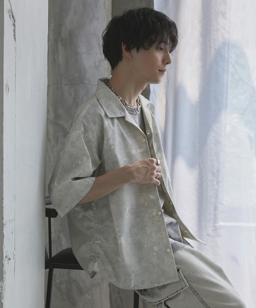 Spielio（シュピーリオ）の「【Spielio】Fade patterned shirred design shirt/ フェード柄シャーリングデザインシャツ（シャツ/ブラウス・メンズ・グレー/ブラック/ホワイト・L/M/S）」の12枚目の写真