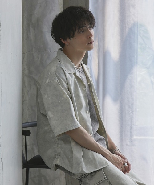 Spielio（シュピーリオ）の「【Spielio】Fade patterned shirred design shirt/ フェード柄シャーリングデザインシャツ（シャツ/ブラウス・メンズ・グレー/ブラック/ホワイト・L/M/S）」の13枚目の写真