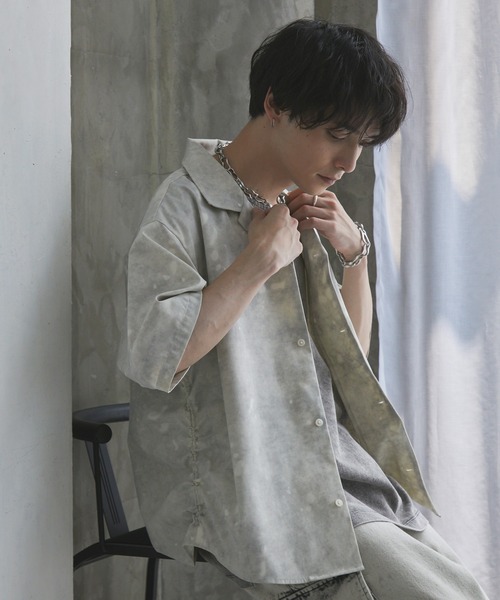 Spielio（シュピーリオ）の「【Spielio】Fade patterned shirred design shirt/ フェード柄シャーリングデザインシャツ（シャツ/ブラウス・メンズ・グレー/ブラック/ホワイト・L/M/S）」の14枚目の写真