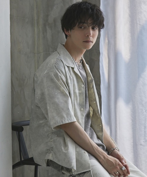 Spielio（シュピーリオ）の「【Spielio】Fade patterned shirred design shirt/ フェード柄シャーリングデザインシャツ（シャツ/ブラウス・メンズ・グレー/ブラック/ホワイト・L/M/S）」の16枚目の写真