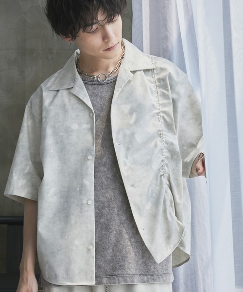 Spielio（シュピーリオ）の「【Spielio】Fade patterned shirred design shirt/ フェード柄シャーリングデザインシャツ（シャツ/ブラウス・メンズ・グレー/ブラック/ホワイト・L/M/S）」の18枚目の写真