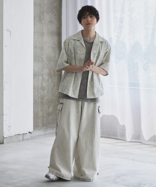 Spielio（シュピーリオ）の「【Spielio】Fade patterned shirred design shirt/ フェード柄シャーリングデザインシャツ（シャツ/ブラウス・メンズ・グレー/ブラック/ホワイト・L/M/S）」の22枚目の写真