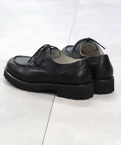 新品同様 プラダ ドレスシューズ Uチップ ブラック 18AW ブラッチャーモカレースアップシューズ #718（01007180）men