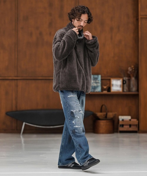 CAMBIO(カンビオ)の「mp13856-Distressed Denim Relax Straight Pants デニムパンツ(デニムパンツ・メンズ・ブラック/インディゴブルー・S/M/L)」の13枚目の写真