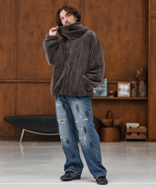 CAMBIO(カンビオ)の「mp13856-Distressed Denim Relax Straight Pants デニムパンツ(デニムパンツ・メンズ・ブラック/インディゴブルー・S/M/L)」の14枚目の写真