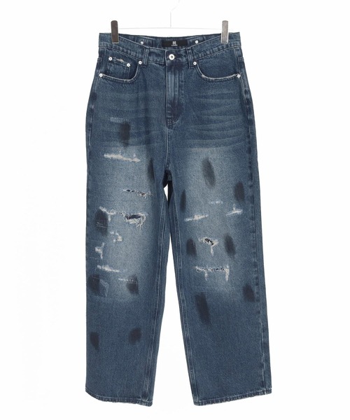 CAMBIO(カンビオ)の「mp13856-Distressed Denim Relax Straight Pants デニムパンツ(デニムパンツ・メンズ・ブラック/インディゴブルー・S/M/L)」の19枚目の写真