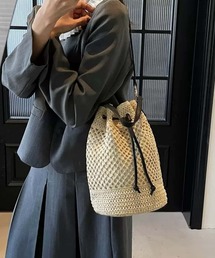 FRP（エフアールピー）の「2way編み柄巾着ショルダーバッグ バケットバッグ かごバッグ（かごバッグ）」