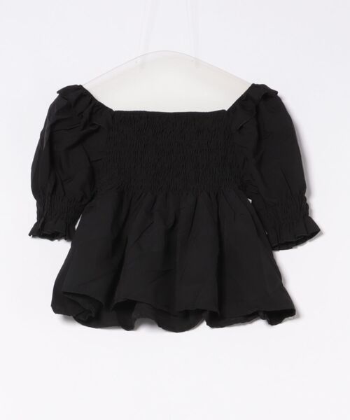 Lace Ladies(レースレディース)の「2way フロントリボン シャーリング パフスリーブ ブラウス(シャツ/ブラウス・レディース・ブラック/ブルー・XL/M)」の3枚目の写真