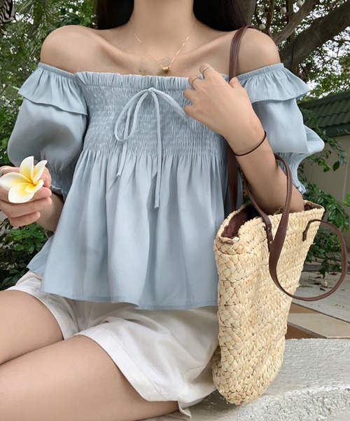 Lace Ladies(レースレディース)の「2way フロントリボン シャーリング パフスリーブ ブラウス(シャツ/ブラウス・レディース・ブラック/ブルー・XL/M)」の15枚目の写真