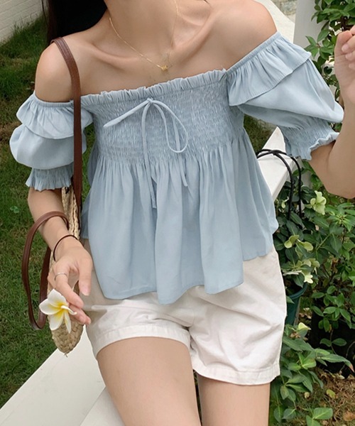 Lace Ladies(レースレディース)の「2way フロントリボン シャーリング パフスリーブ ブラウス(シャツ/ブラウス・レディース・ブラック/ブルー・XL/M)」の18枚目の写真