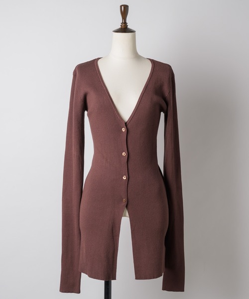 LA BELLE ETUDE(ラベルエチュード)の「バックスリットリブカーディガン(カーディガン/ボレロ・レディース・ブラック/ブルー/レッド/ブラウン/アイボリー/ピンク/ミント・FREE)」の8枚目の写真