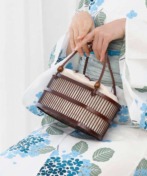 UNCOCON（アンココン）の「【浴衣に合う！】 かごバッグ 巾着付き｜夏祭り・花火大会にぴったり（かごバッグ・レディース・アイボリー/ネイビー・ONESIZE）」の3枚目の写真
