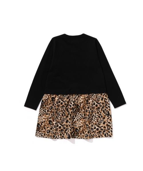 A BATHING APE（アベイシングエイプ）の「WILD LEOPARD PATTERN MILO POCHETTE DRESS（ワンピース・キッズ・ブラック/ホワイト・130/110/120/100/140）」の4枚目の写真