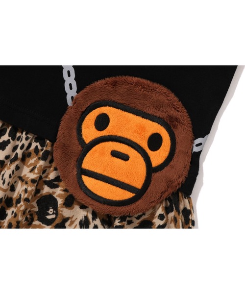 A BATHING APE（アベイシングエイプ）の「WILD LEOPARD PATTERN MILO POCHETTE DRESS（ワンピース・キッズ・ブラック/ホワイト・130/110/120/100/140）」の8枚目の写真