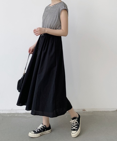 Doux Belle(ドゥーベル)の「ウエストリボンノースリーブワンピース(ワンピース・レディース・ブラック/ホワイト/ホワイト系その他/ネイビー/ストライプ・MEDIUM)」の10枚目の写真