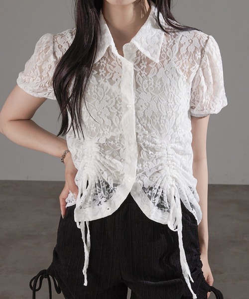 ブラウス シャツ バックリボンドロストパフブラウス レディース ドロストリボンパフシャツ【ZOZOTOWN限定アイテム】（シャツ