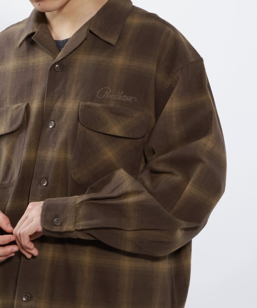 PENDLETON（ペンドルトン）の「【PENDLETON(ペンドルトン)】別注オープンカラーチェックシャツ（シャツ/ブラウス・メンズ・ブラウン/ブルー・MEDIUM/LARGE）」の4枚目の写真