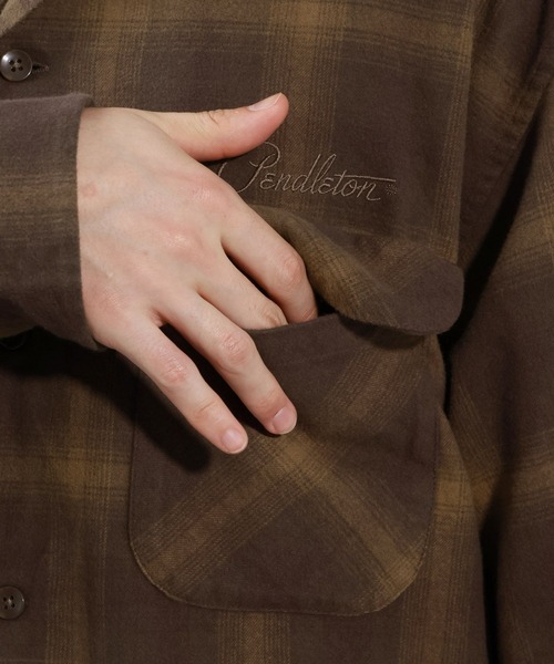 PENDLETON（ペンドルトン）の「【PENDLETON(ペンドルトン)】別注オープンカラーチェックシャツ（シャツ/ブラウス・メンズ・ブラウン/ブルー・MEDIUM/LARGE）」の5枚目の写真