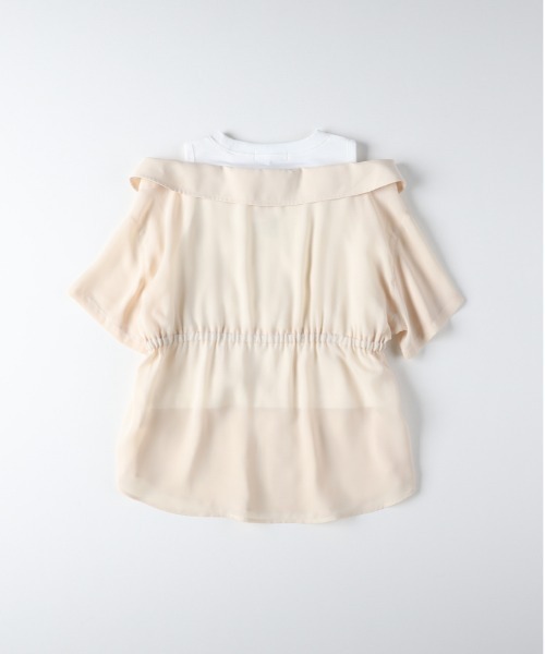 Right-on（ライトオン）の「【VIVIAN BLUE】オフショルダー風ドッキングシャツ（その他トップス・キッズ・ホワイト/レンガ/ブルー・130/140/150/160）」の9枚目の写真