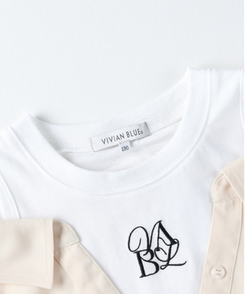 Right-on（ライトオン）の「【VIVIAN BLUE】オフショルダー風ドッキングシャツ（その他トップス・キッズ・ホワイト/レンガ/ブルー・130/140/150/160）」の11枚目の写真