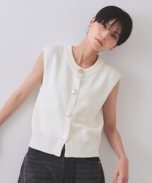 おまとめ　オペークドットクリップダウンベスト　ラウンジドレス　シルバーニット OP1488EW42616_1_l.jpg