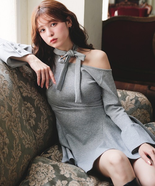 ワンピース Mmeeme Taffeta ribbon mini onepiece ワンピース Mmeeme Taffeta ribbon mini onepiece ribbon pattern