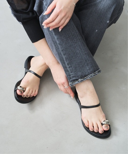 LE TALON メタルサムリングサンダル 黒 LE TALON｜《追加》メタルサムリングサンダル | Rakuten Fashion