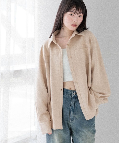 Heather(ヘザー)の「スウェードBIGシャツ 586967(シャツ/ブラウス・レディース・ベージュ/ブラウン/キャメル・FREE)」の4枚目の写真