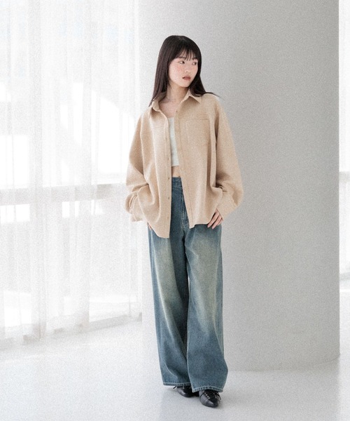 Heather(ヘザー)の「スウェードBIGシャツ 586967(シャツ/ブラウス・レディース・ベージュ/ブラウン/キャメル・FREE)」の6枚目の写真