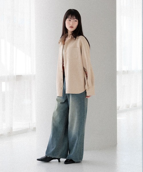 Heather(ヘザー)の「スウェードBIGシャツ 586967(シャツ/ブラウス・レディース・ベージュ/ブラウン/キャメル・FREE)」の8枚目の写真