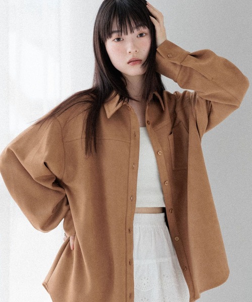 Heather(ヘザー)の「スウェードBIGシャツ 586967(シャツ/ブラウス・レディース・ベージュ/ブラウン/キャメル・FREE)」の9枚目の写真