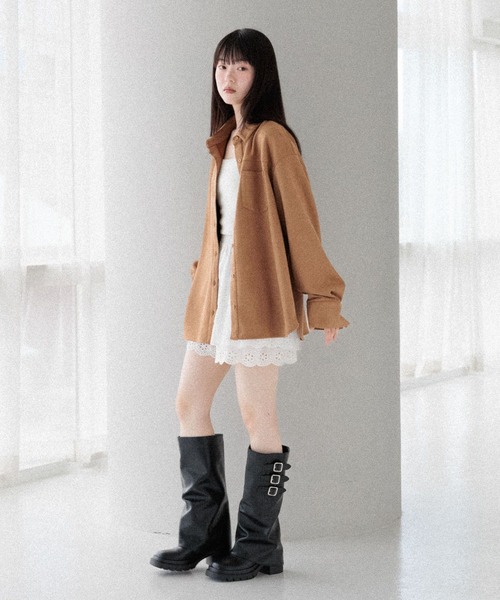 Heather(ヘザー)の「スウェードBIGシャツ 586967(シャツ/ブラウス・レディース・ベージュ/ブラウン/キャメル・FREE)」の14枚目の写真
