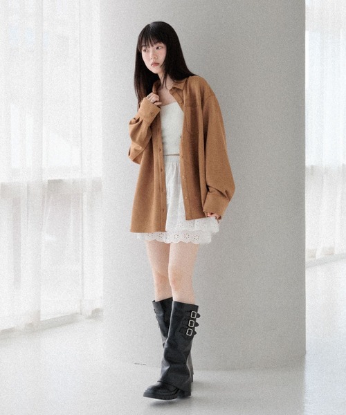 Heather(ヘザー)の「スウェードBIGシャツ 586967(シャツ/ブラウス・レディース・ベージュ/ブラウン/キャメル・FREE)」の16枚目の写真