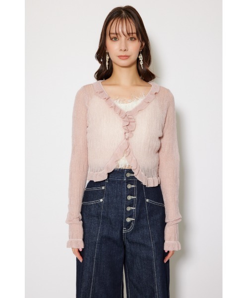 rienda（リエンダ）の「シアーフリルショートカーディガン 秋服 シアートップス（カーディガン/ボレロ・レディース・グレー/ベージュ/ピンク・FREE）」の21枚目の写真